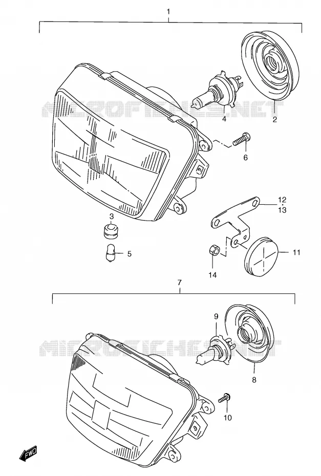 PHARE (GSF1200ST/SV/SW/SX/SY/SAV/SAW/SAX/SAY) Suzuki MOTO 1200 BANDIT 1999  GSF1200X(E2)