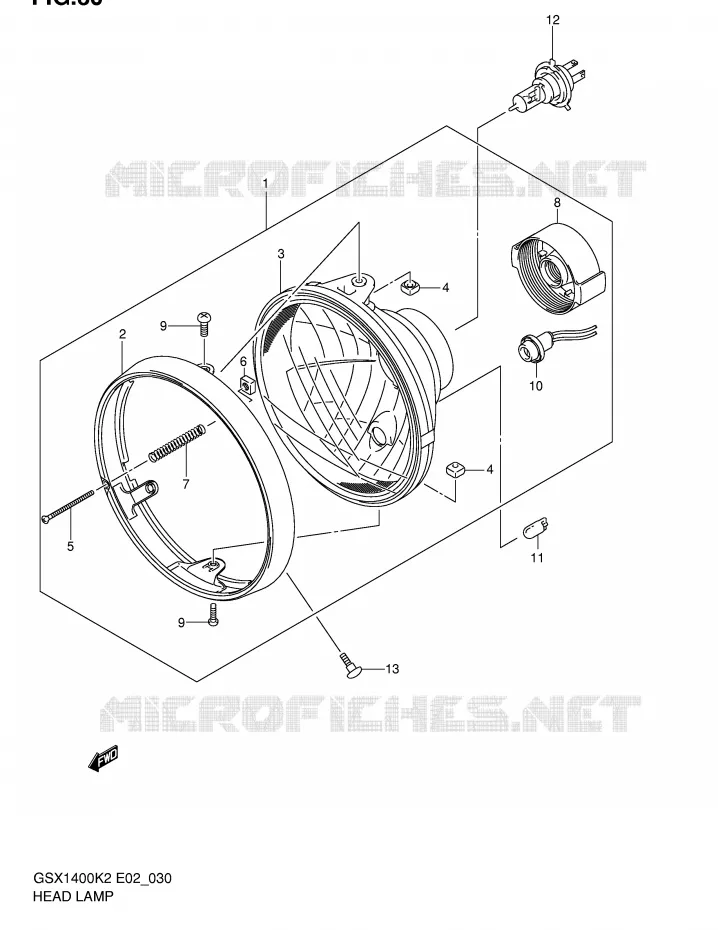 PHARE (GSX1400K2/UK2/K3/UK3 E2,E19) Suzuki MOTO 1400 GSX 2003  GSX1400K3(E2)