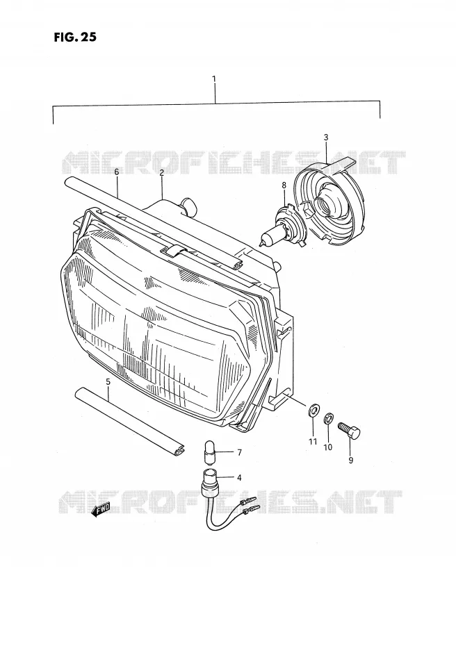 PHARE (MODELE K/L/M/N/P) Suzuki MOTO 1100 GSX-F 1988  GSX1100FJ(E2)