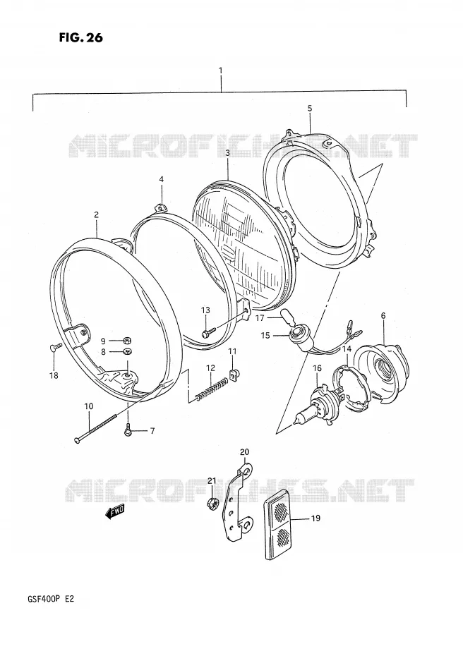 PHARE (MODELE M/N) Suzuki MOTO 400 BANDIT 1993  GSF400P(E2)