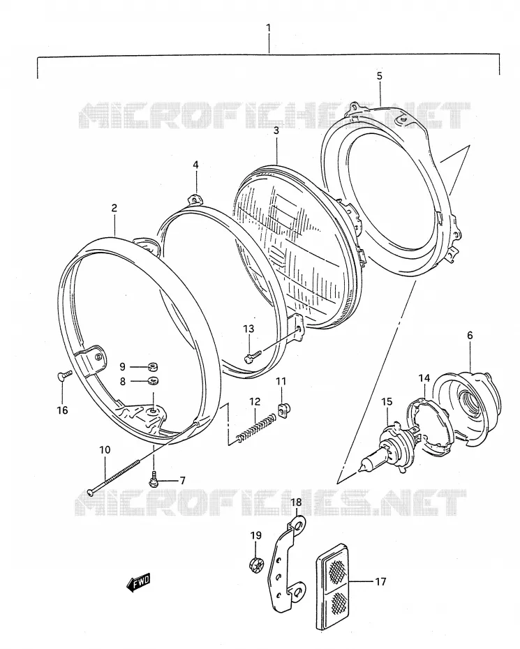 PHARE (MODELE M/N) Suzuki MOTO 400 BANDIT-N 1992  GSF400N(E28)