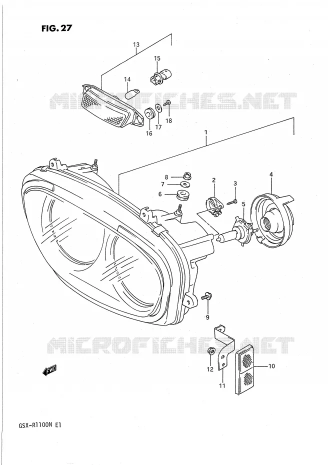 PHARE (MODELE M) Suzuki MOTO 1100 GSX-R 1991  GSX-R1100M(E1)