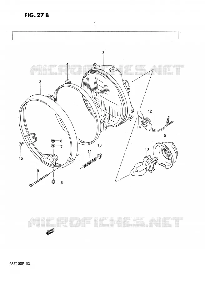PHARE (MODELE P E4,E16,E21,E22,E25,E34,E53) Suzuki MOTO 400 BANDIT 1993  GSF400P(E2)