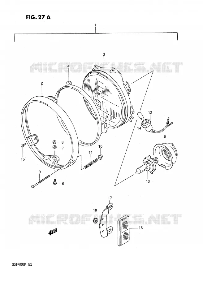 PHARE (MODELE P) Suzuki MOTO 400 BANDIT 1993  GSF400P(E2)