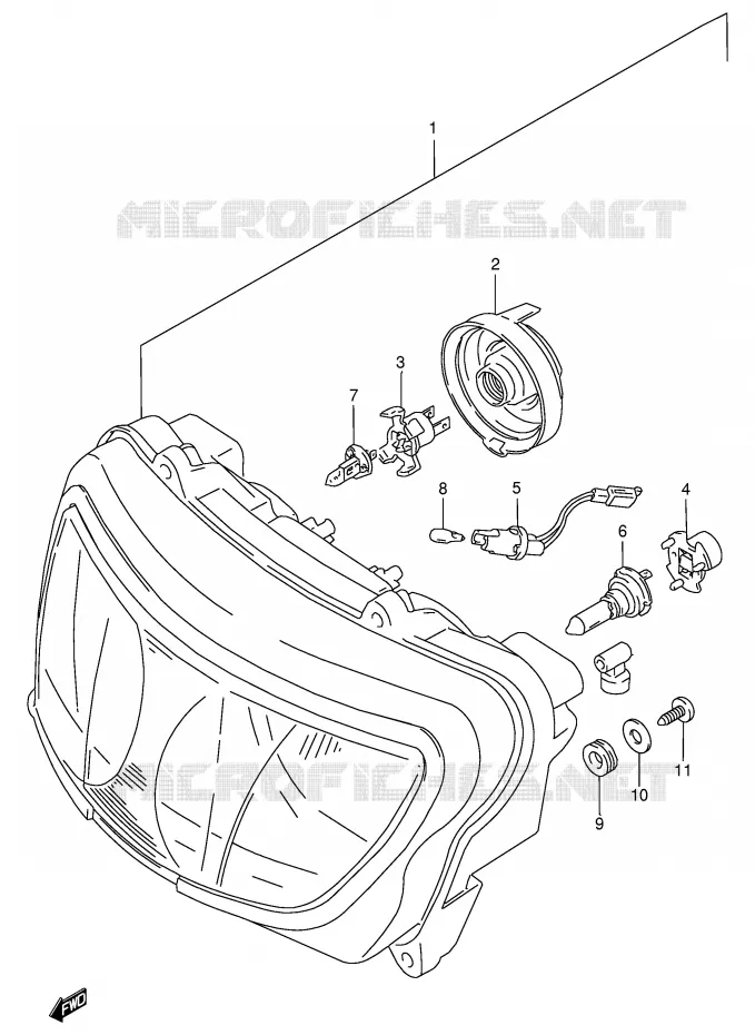 PHARE (MODELE W/X E4,E18,E22,E25,E34,E39,P37) Suzuki MOTO 750 GSX-R 1997  GSX-R750V(E2)