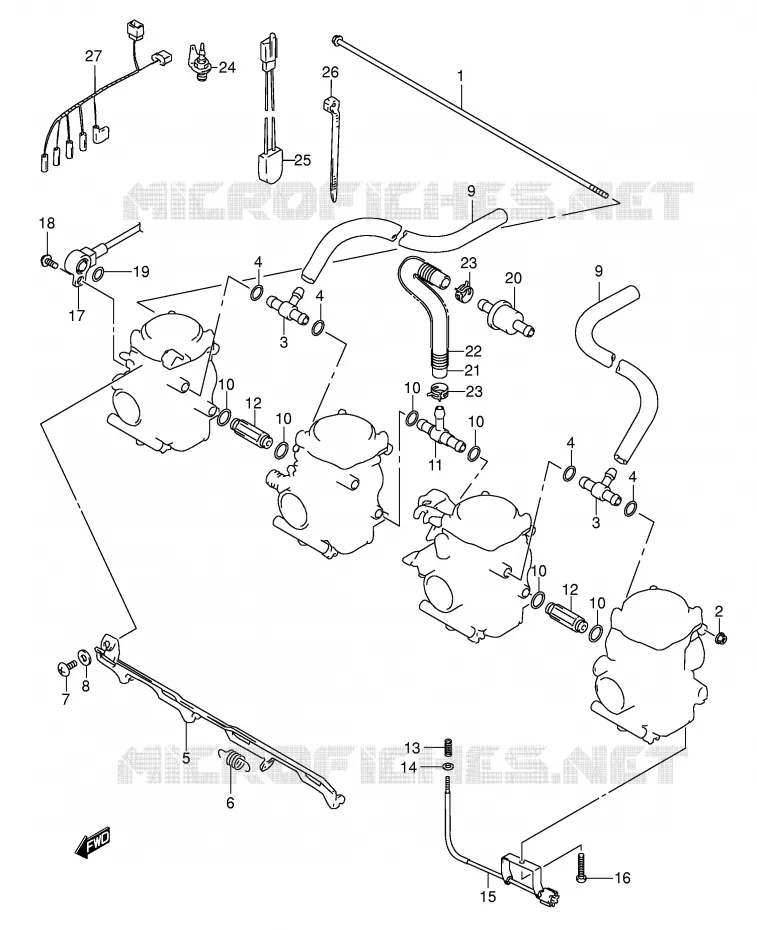 PIECES EXTERNES CARBURATEUR (MODELE K3/K4) Suzuki MOTO 600 BANDIT 2000  GSF600SY(E2)