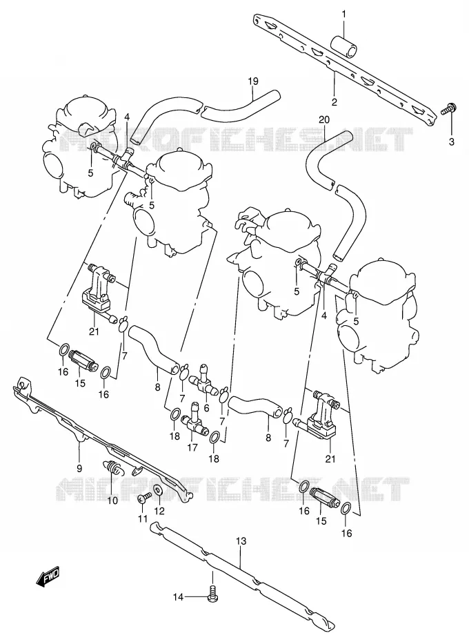 PIECES EXTERNES CARBURATEUR (MODELE T/V/W/X) Suzuki MOTO 600 BANDIT 1996  GSF600T/GSF600ST/GSF600UT/GSF600SUT