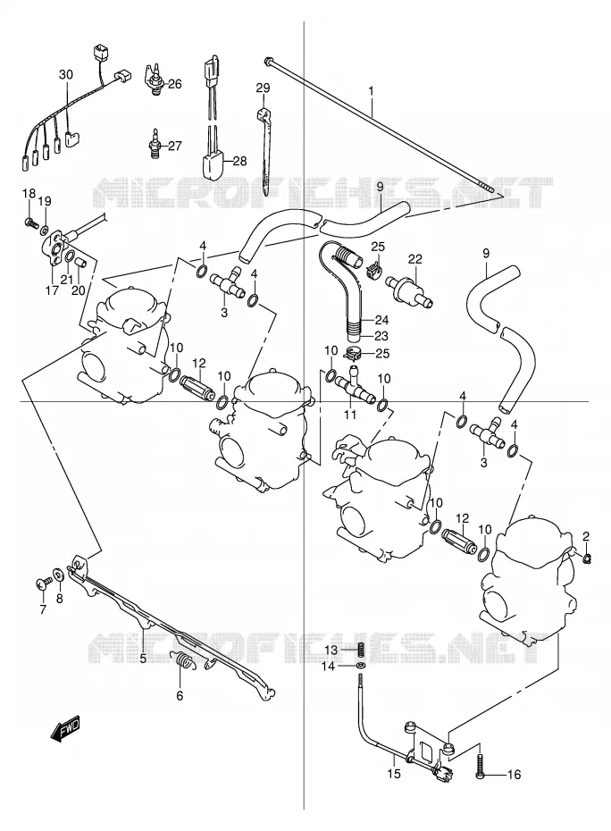 PIECES EXTERNES CARBURATEUR (MODELE Y/K1/K2) Suzuki MOTO 600 BANDIT 2000  GSF600SY(E2)