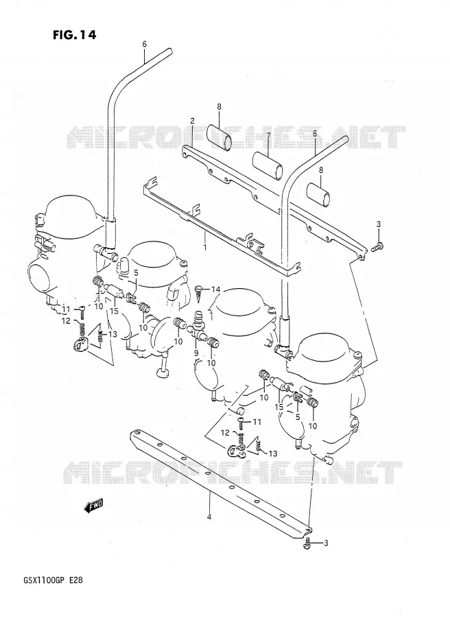 PIECES EXTERNES CARBURATEUR Suzuki MOTO 1100 GSX-G 1991  GSX1100GM(E28)