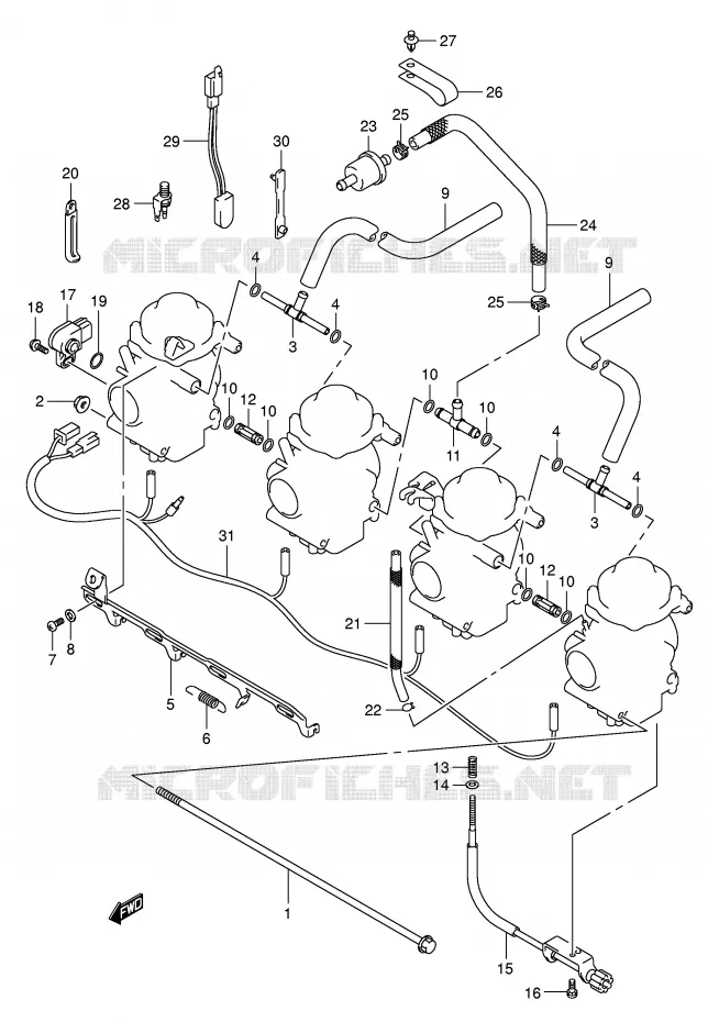 PIECES EXTERNES CARBURATEUR Suzuki MOTO 650 BANDIT 2005  GSF650SUK5(E2)