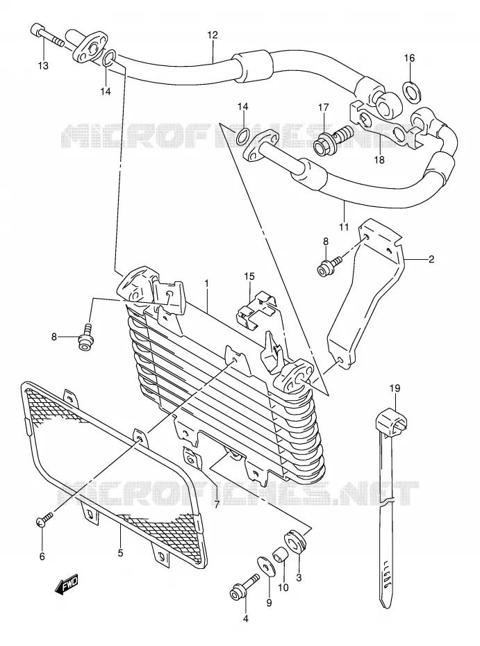 RADIATEUR D'HUILE Suzuki MOTO 1100 GSX-R 1996  GSX-R1100WT(E28)