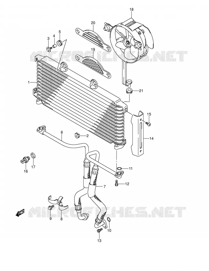 RADIATEUR D'HUILE Suzuki MOTO 1400 GSX 2004  GSX1400K4(E2)