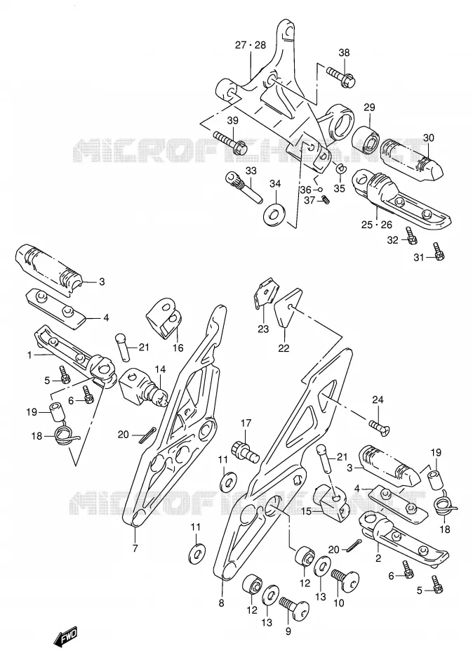 REPOSE PIED (MODELE S/T/V/W) Suzuki MOTO 1100 GSX-R 1998  GSX-R1100WW(E2)