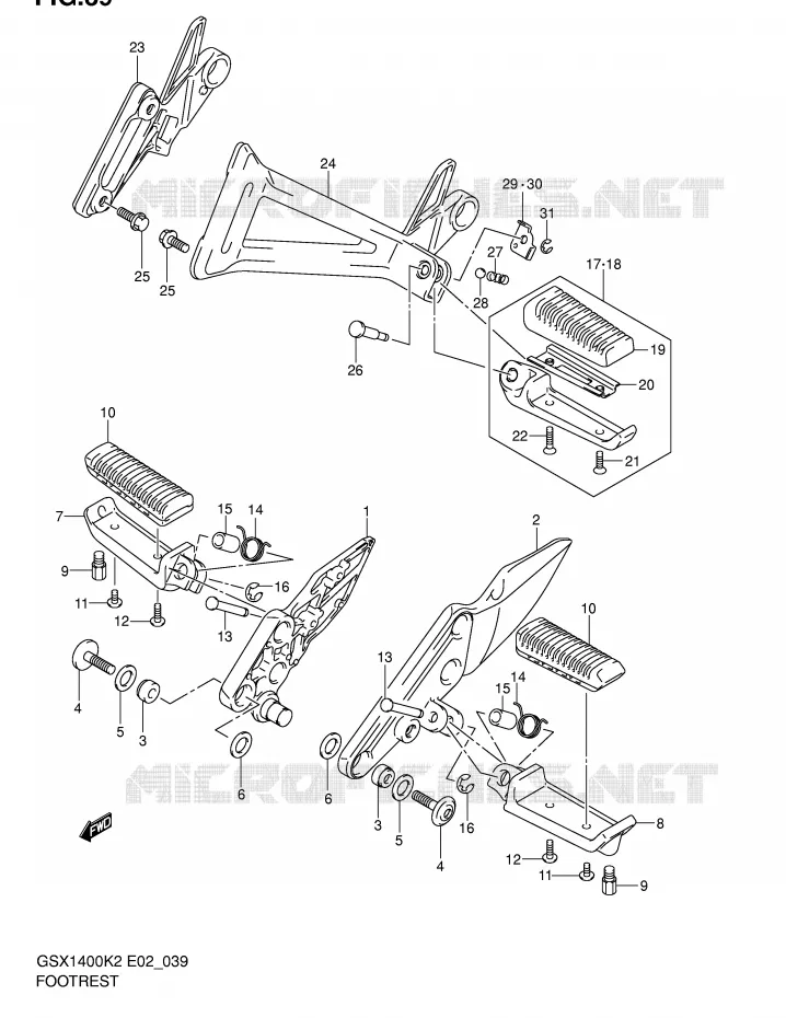 REPOSE PIED Suzuki MOTO 1400 GSX 2003  GSX1400U1K3(E2)