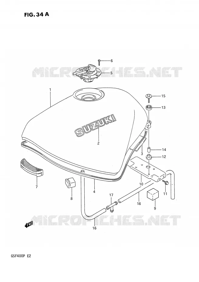 RESERVOIR D'ESSENCE (E30) Suzuki MOTO 400 BANDIT 1993  GSF400P(E2)