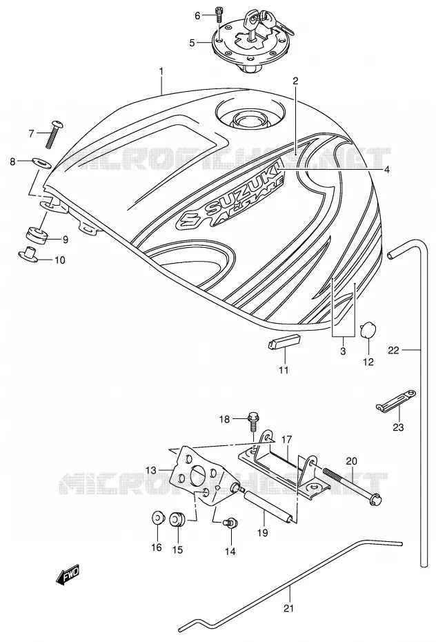 RESERVOIR D'ESSENCE (GSX-R600ZK3) Suzuki MOTO 600 GSX-R 2001  GSX-R600U2K1(E2)
