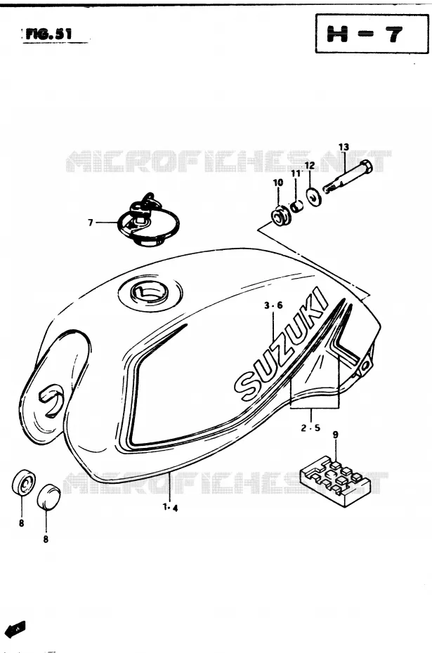 RESERVOIR D'ESSENCE (MODELE D) Suzuki MOTO 250 GSX 1982  GSX250EZ(Z/D)