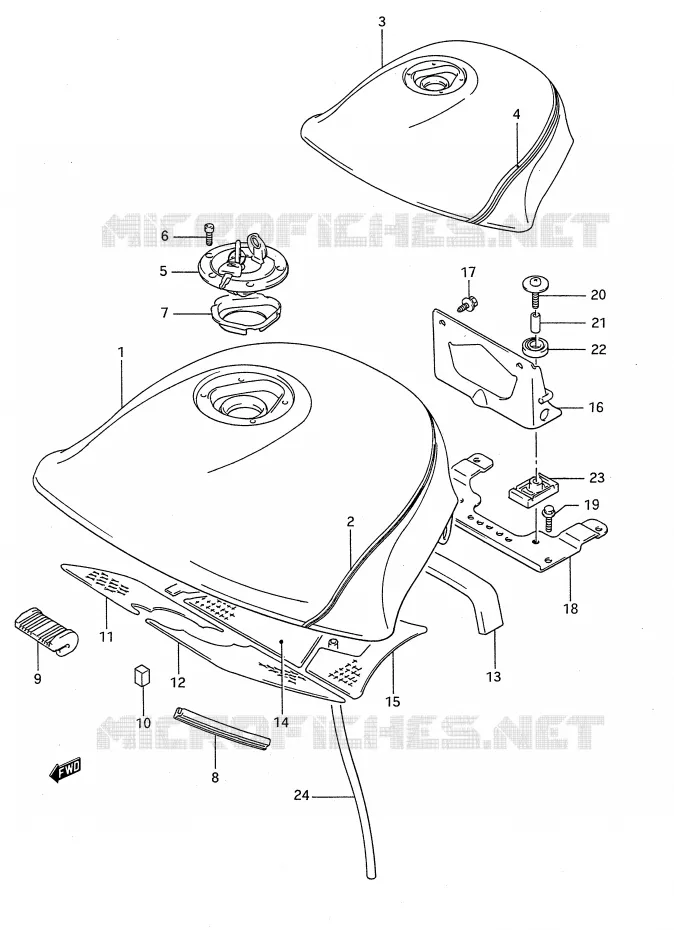 RESERVOIR D'ESSENCE (MODELE J/K) Suzuki MOTO 1100 GSX-F 1992  GSX1100FN(E28)