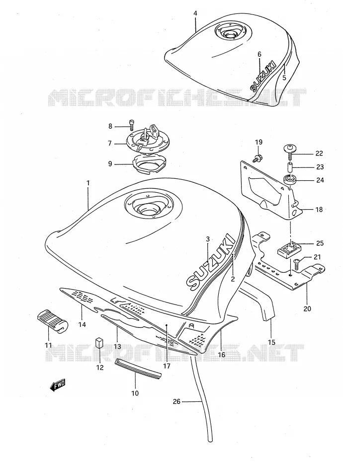 RESERVOIR D'ESSENCE (MODELE L/M) Suzuki MOTO 1100 GSX-F 1991  GSX1100FM(E28)