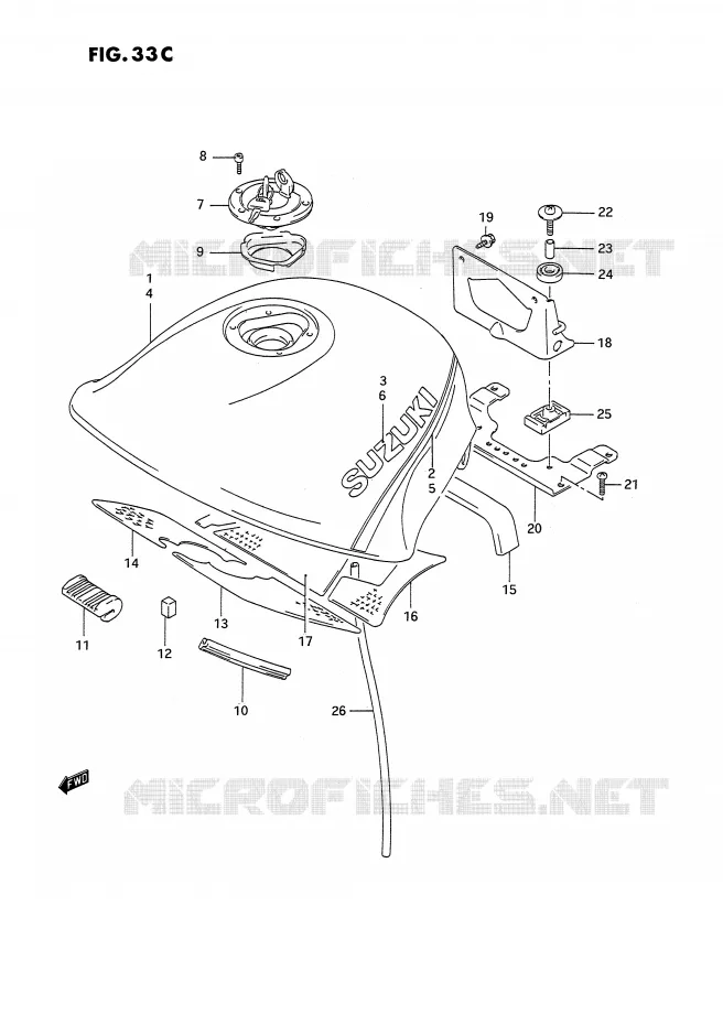 RESERVOIR D'ESSENCE (MODELE N/P/R) Suzuki MOTO 1100 GSX-F 1994  GSX1100FR(E2)