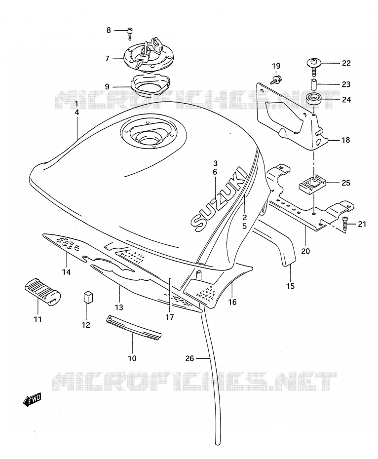 RESERVOIR D'ESSENCE (MODELE N/P) Suzuki MOTO 1100 GSX-F 1991  GSX1100FM(E28)