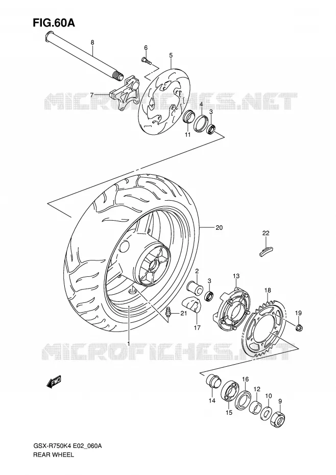 ROUE ARRIERE (GSX-R750XK5/U2XK5) Suzuki MOTO 750 GSX-R 2005  GSX-R750U2K5(E2)
