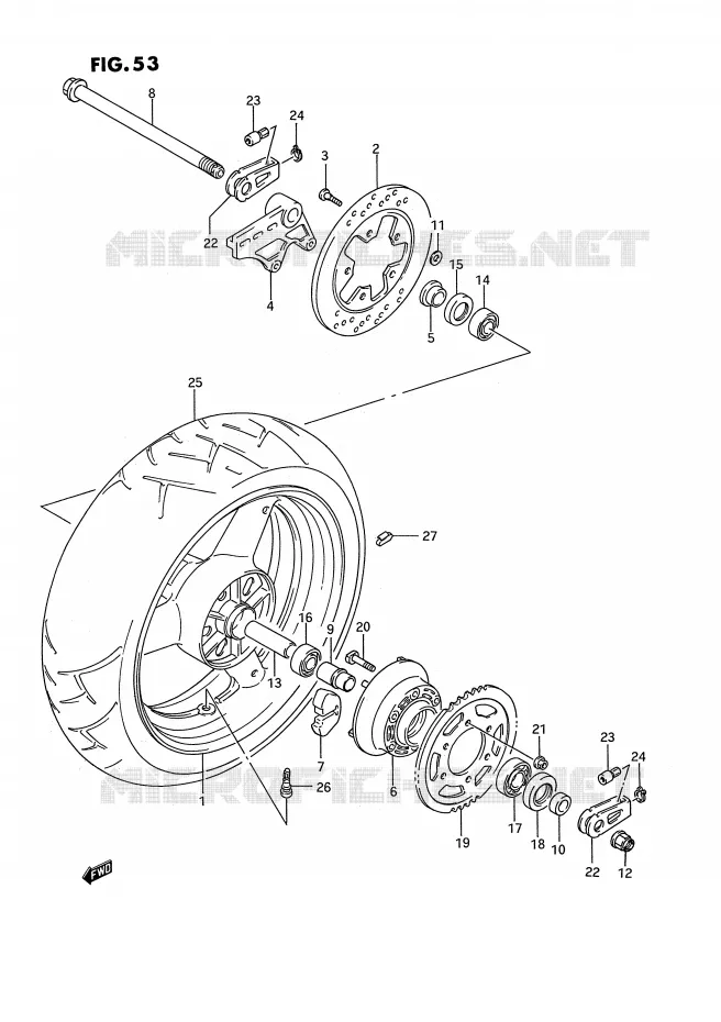 ROUE ARRIERE (MODELE N/P) Suzuki MOTO 750 GSX-R 1995  GSX-R750WS(E2)