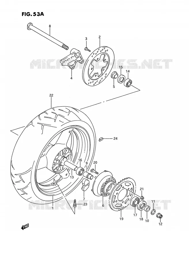 ROUE ARRIERE (MODELE R/S) Suzuki MOTO 750 GSX-R 1992  GSX-R750WN(E2)