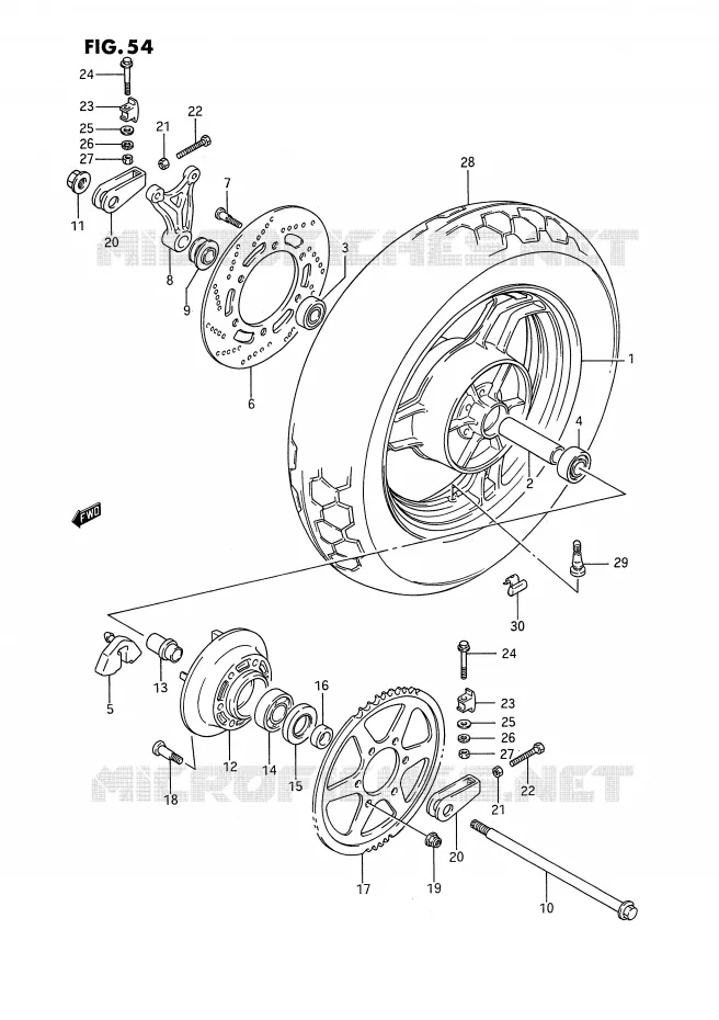 ROUE ARRIERE Suzuki MOTO 1100 GSX-F 1990  GSX1100FL(E2)