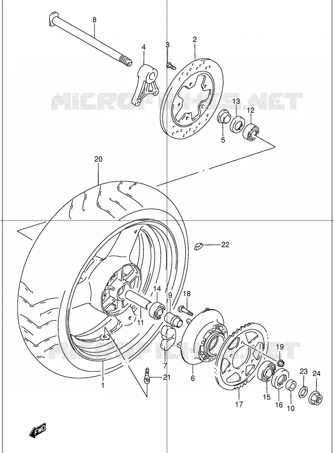 ROUE ARRIERE Suzuki MOTO 1200 BANDIT 2005  GSF1200K5(E2)