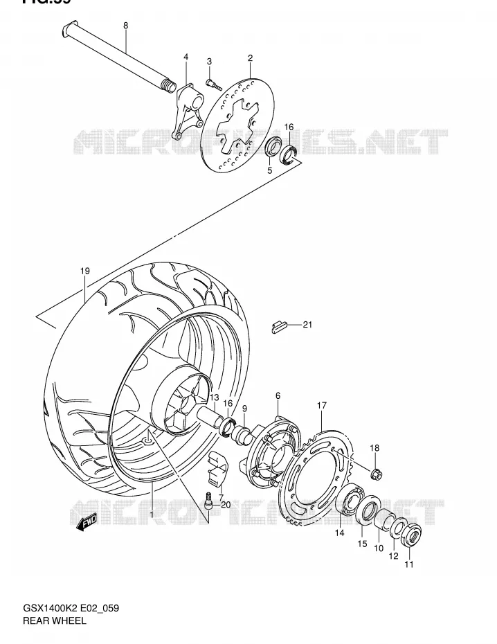 ROUE ARRIERE Suzuki MOTO 1400 GSX 2005  GSX1400K5(E2)