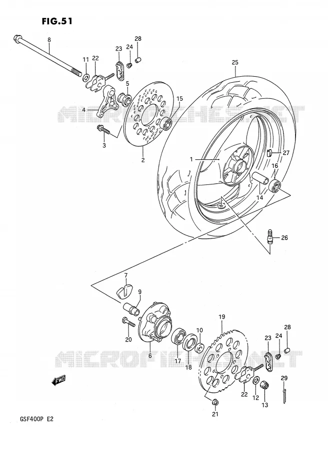 ROUE ARRIERE Suzuki MOTO 400 BANDIT 1993  GSF400P(E2)