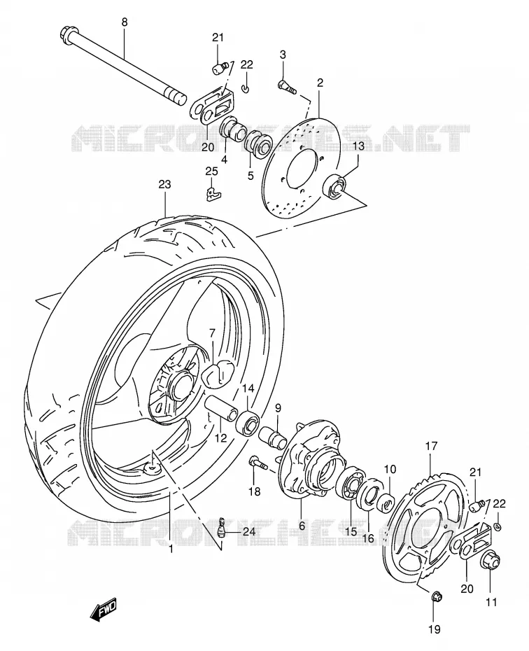 ROUE ARRIERE Suzuki MOTO 400 GSX-R 1993  GSX-R400RP(E30)