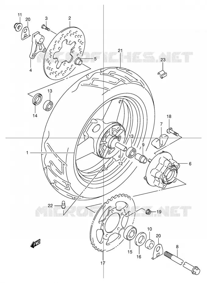 ROUE ARRIERE Suzuki MOTO 600 BANDIT 2003  GSF600SUK3(E2)
