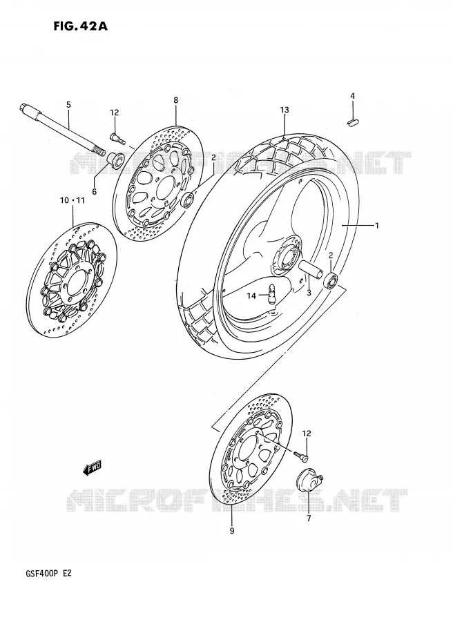 ROUE AVANT (E22) Suzuki MOTO 400 BANDIT 1992  GSF400N(E2)