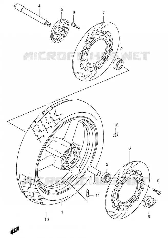 ROUE AVANT (GSF1200SAV/SAW/SAX/SAY) Suzuki MOTO 1200 BANDIT 1998  GSF1200W(E2)