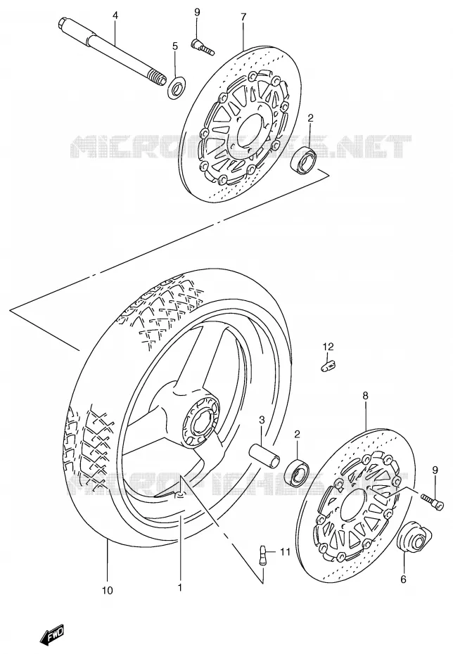 ROUE AVANT (GSF1200T/V/W/X/Y/ST/SV/SW/SX/SY) Suzuki MOTO 1200 BANDIT 1999  GSF1200X(E2)