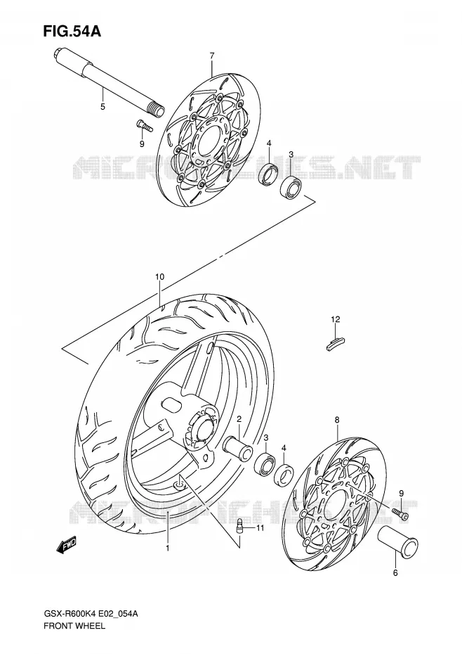 ROUE AVANT (GSX-R600XK5/U2XK5/U3XK5) Suzuki MOTO 600 GSX-R 2004  GSX-R600U2K4(E2)