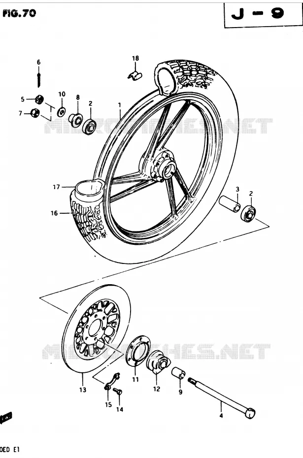 ROUE AVANT (MODELE D) Suzuki MOTO 250 GSX 1983  GSX250D(Z/D)