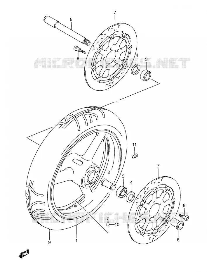ROUE AVANT (MODELE W/X) Suzuki MOTO 600 GSX-R 1998  GSX-R600W(E2)