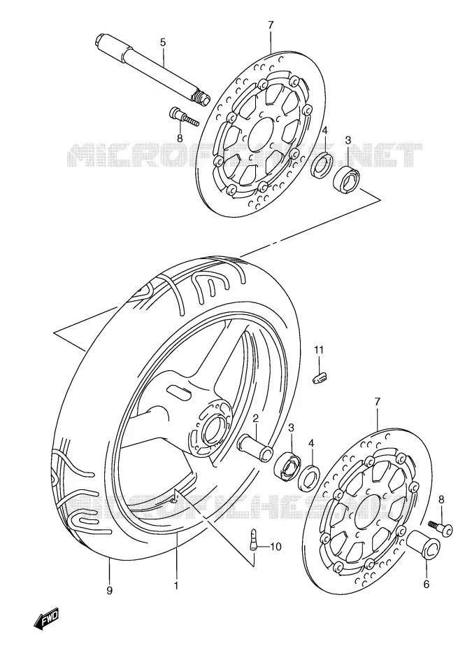 ROUE AVANT (MODELE Y) Suzuki MOTO 600 GSX-R 1997  GSX-R600V(E2)
