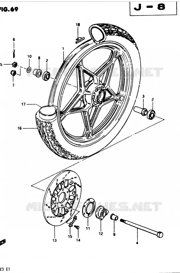 ROUE AVANT (MODELE Z) Suzuki MOTO 250 GSX 1983  GSX250ESD(Z/D)