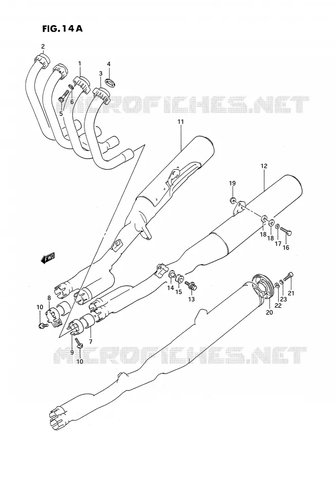 SILENCIEUX (MODELE K/L/M/N/P/R) Suzuki MOTO 1100 GSX-F 1991  GSX1100FM(E2)