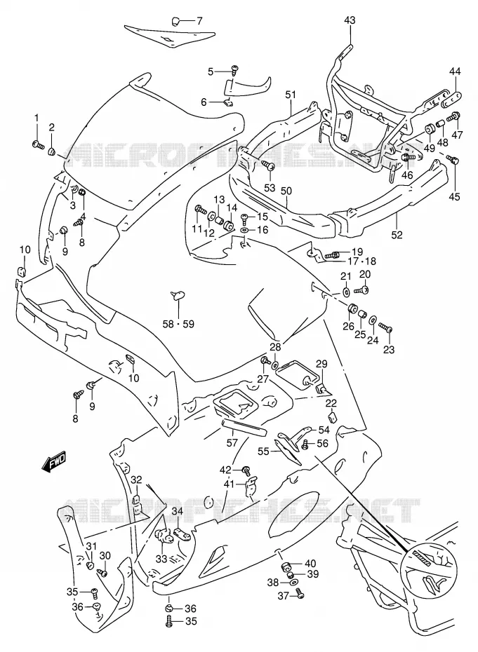 SUPPORTS / FIXATIONS CARENAGES Suzuki MOTO 250 GSX 1991  GSX250FM(E24)