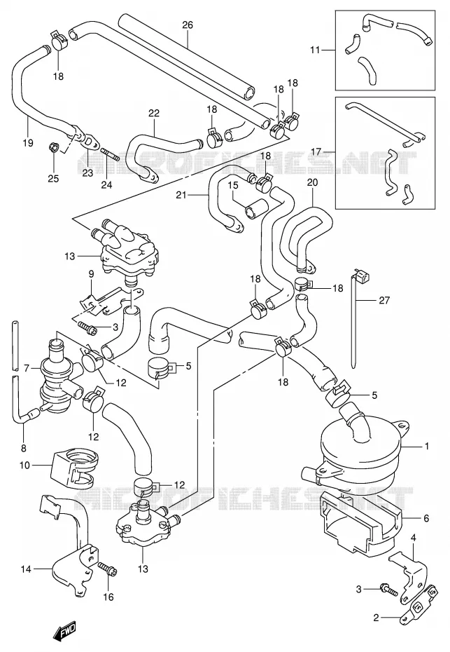 SYSTÈME DE RECYCLAGE GAZ D'ECHAPPEMENT (E18,E39) Suzuki MOTO 1100 GSX-R 1995  GSX-R1100WSKS(E2)