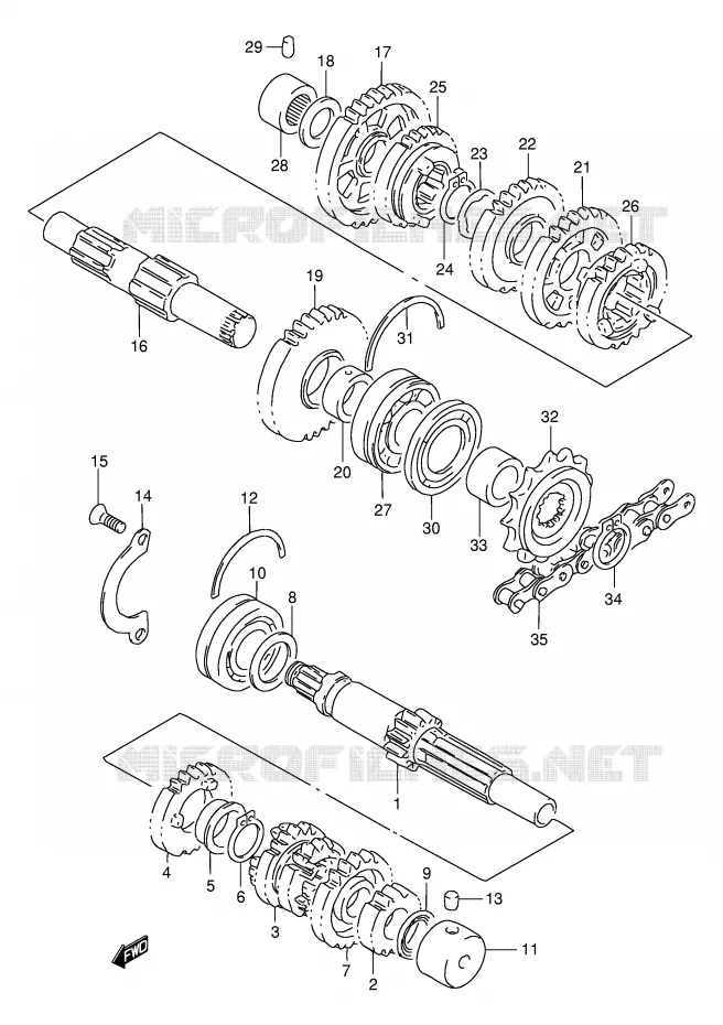TRANSMISSION (MODELE N/P/R/T/V) Suzuki MOTO 250 GSX 1993  GSX250FP(E24)