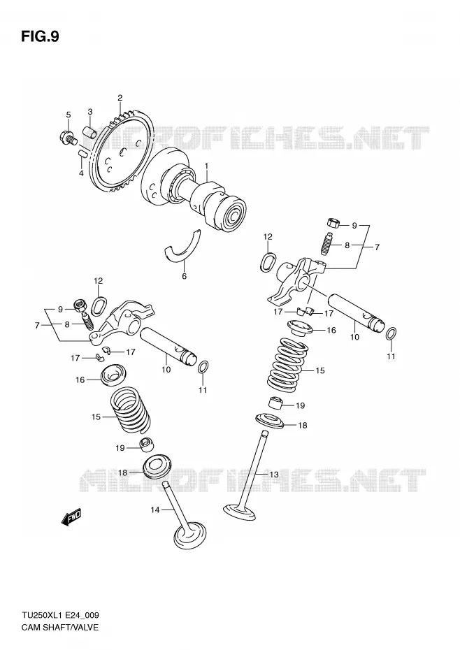 ARBRE A CAMES - SOUPAPES Suzuki MOTO 250 TU 2011  TU250XL1(E24)