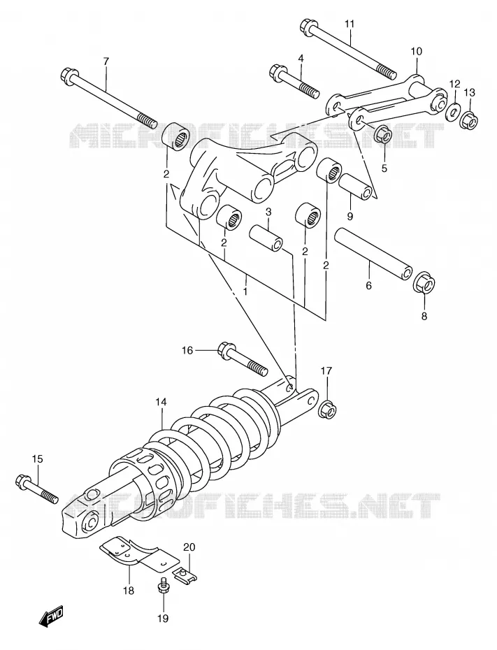 BIELLETTE DE SUSPENSION ARRIERE (MODELE W/X) Suzuki SCOOTER 250 BURGMAN 2002  AN250K2(E2)