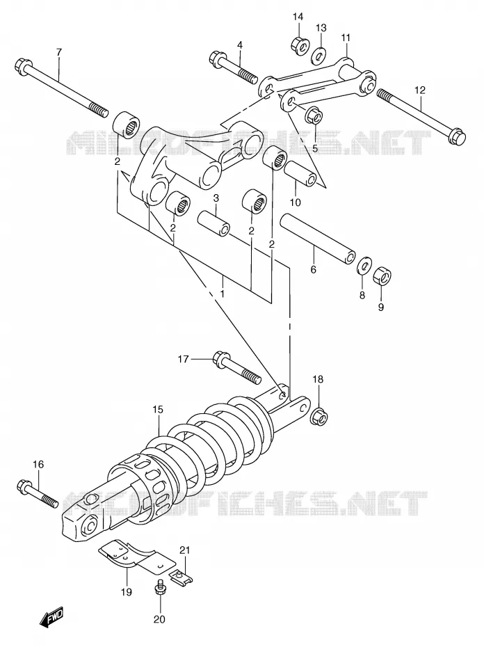 BIELLETTE DE SUSPENSION ARRIERE (MODELE Y) Suzuki SCOOTER 250 BURGMAN 2000  AN250RY(E2)