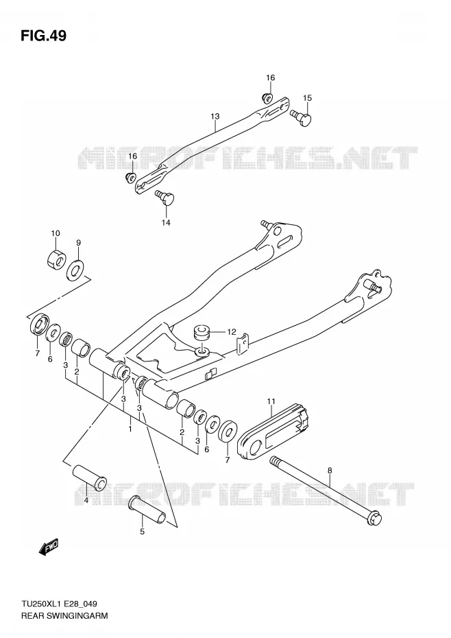 BRAS OSCILLANT ARRIERE Suzuki MOTO 250 TU 2011  TU250XL1(E28)